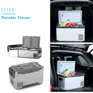 Congélateur de réfrigérateur de voiture blanche 12v avec seau de compresseur